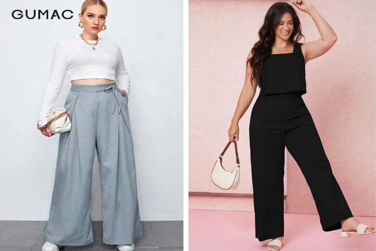 Mix quần ống rộng cùng áo croptop bí quyết hack dáng cho nàng mập
